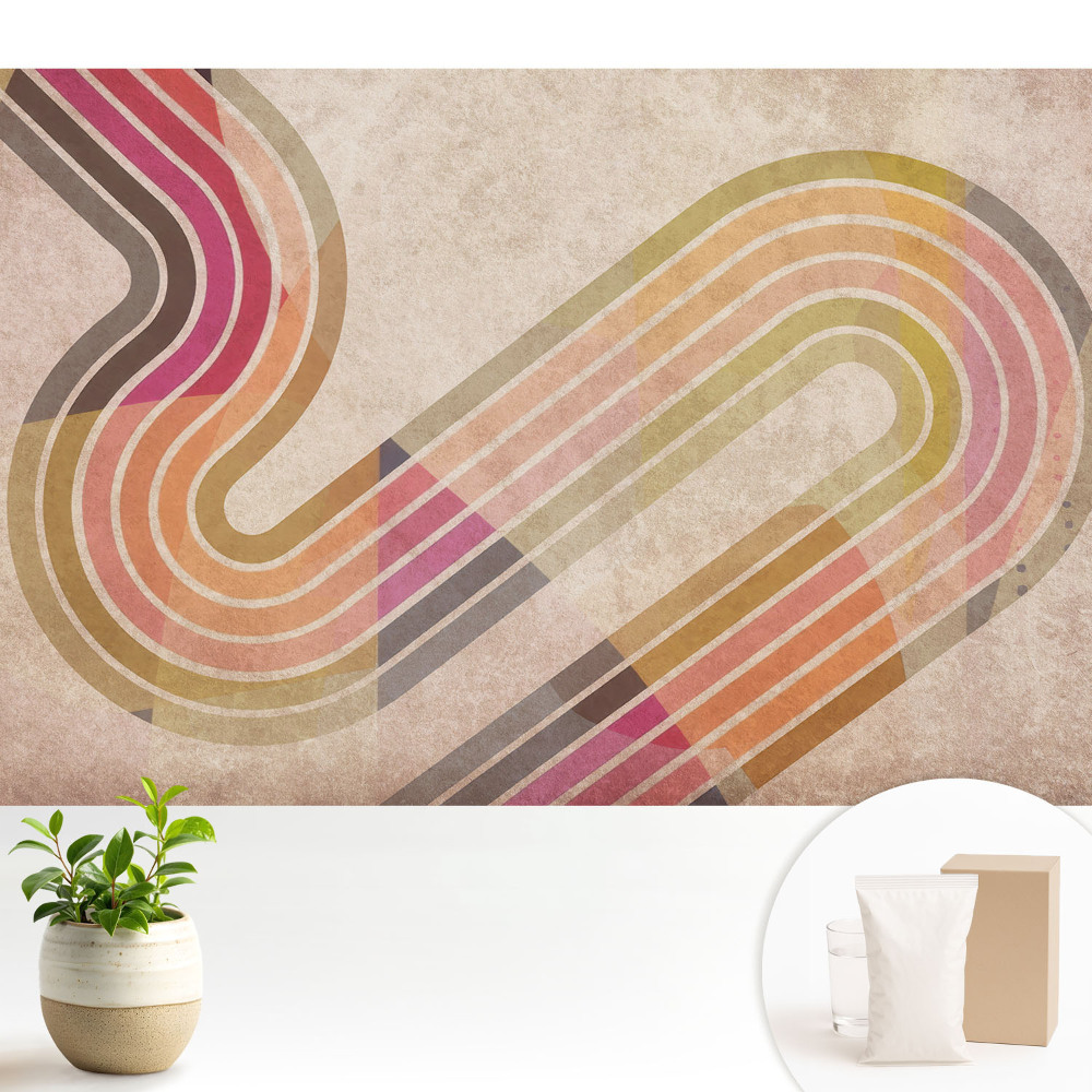 Tapeta na zeď s abstraktním motivem tvarů barevných čar