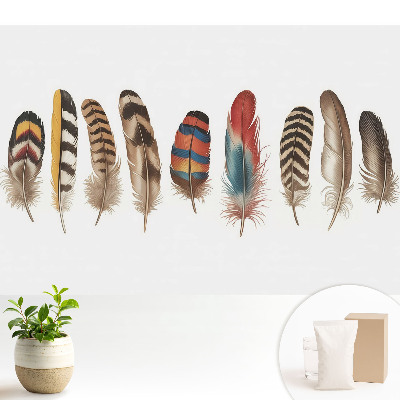 Samolepící tapeta s motivem barevného peří v boho stylu