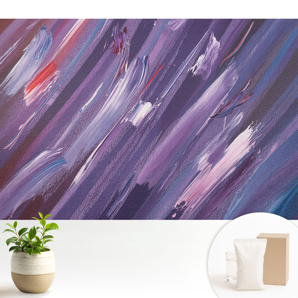 Tapeta do obývacího pokoje s abstraktními pruhy v odstínech fialové a modré