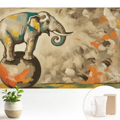 Tapeta do obývacího pokoje s motivem barevného slona na míči