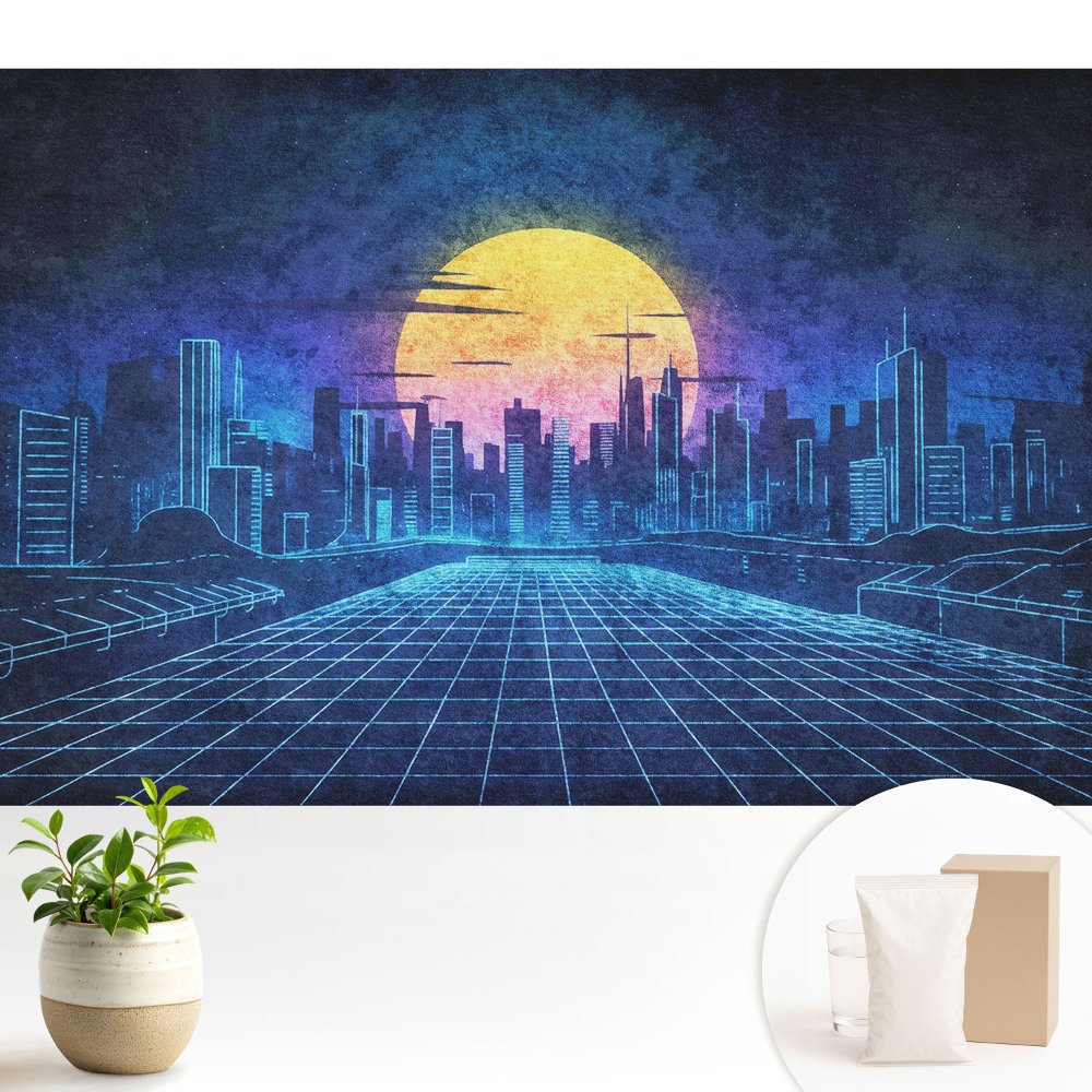 Tapeta na zeď Západ slunce ve futuristickém městě