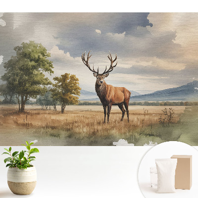 Tapeta do obývacího pokoje s motivem jelena v podzimní krajině