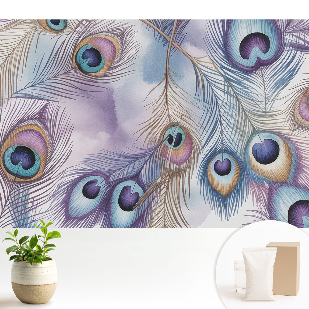 Samolepící tapeta s pastelovým abstraktním motivem pávích peří