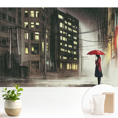 Samolepící tapeta „Záhada deštivé nálady v noci ve městě