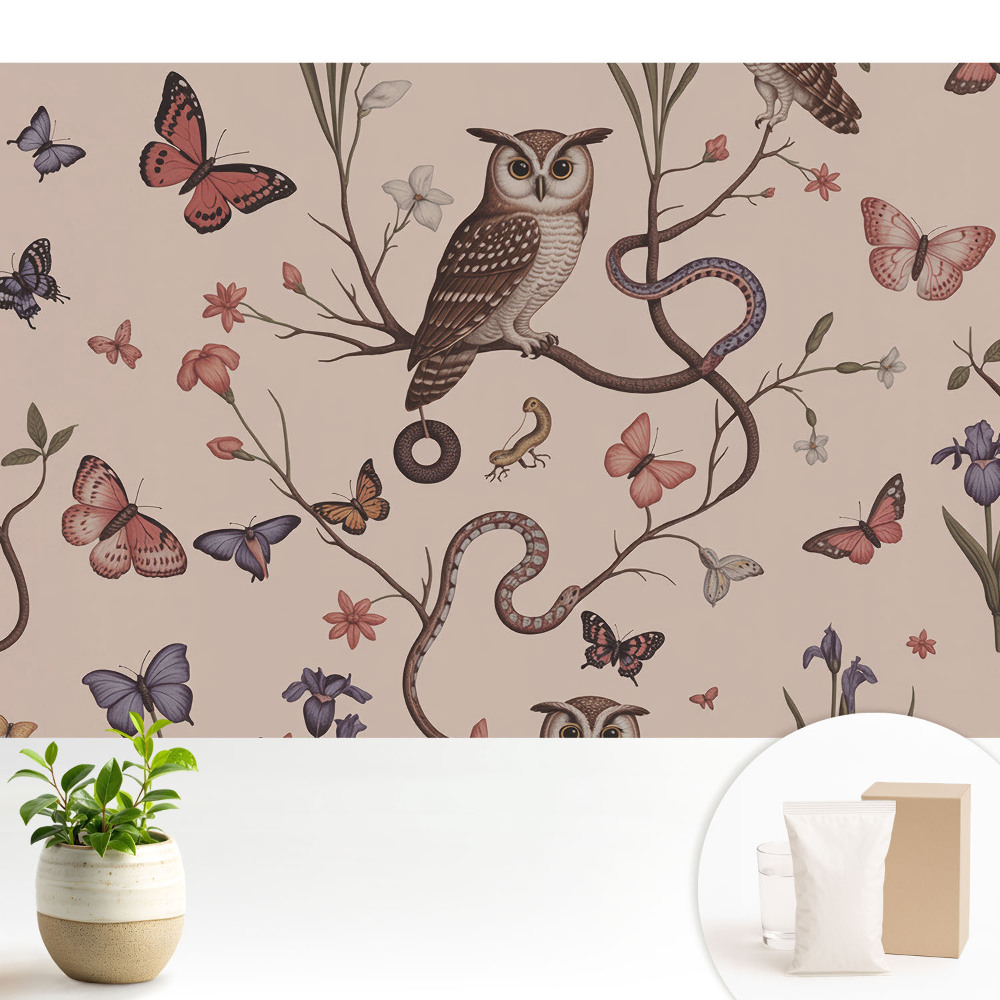 Samolepící tapeta s motivem přírodní idylky motýlů a květin