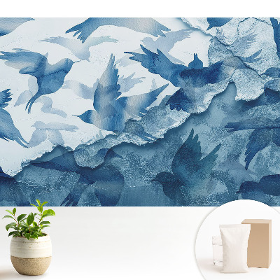 Tapeta do obyvaku Abstraktní modré ptáky