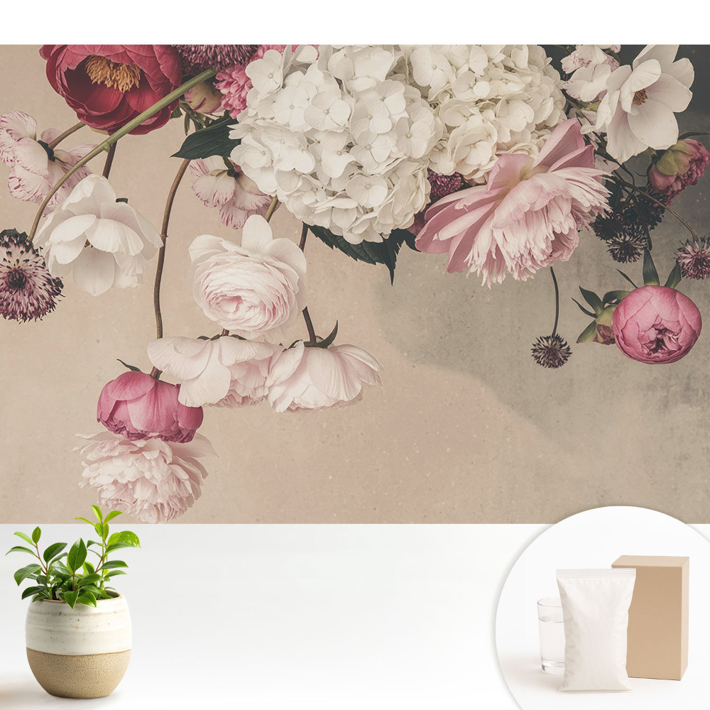 Samolepící tapeta s jemnými květinami v romantické kompozici