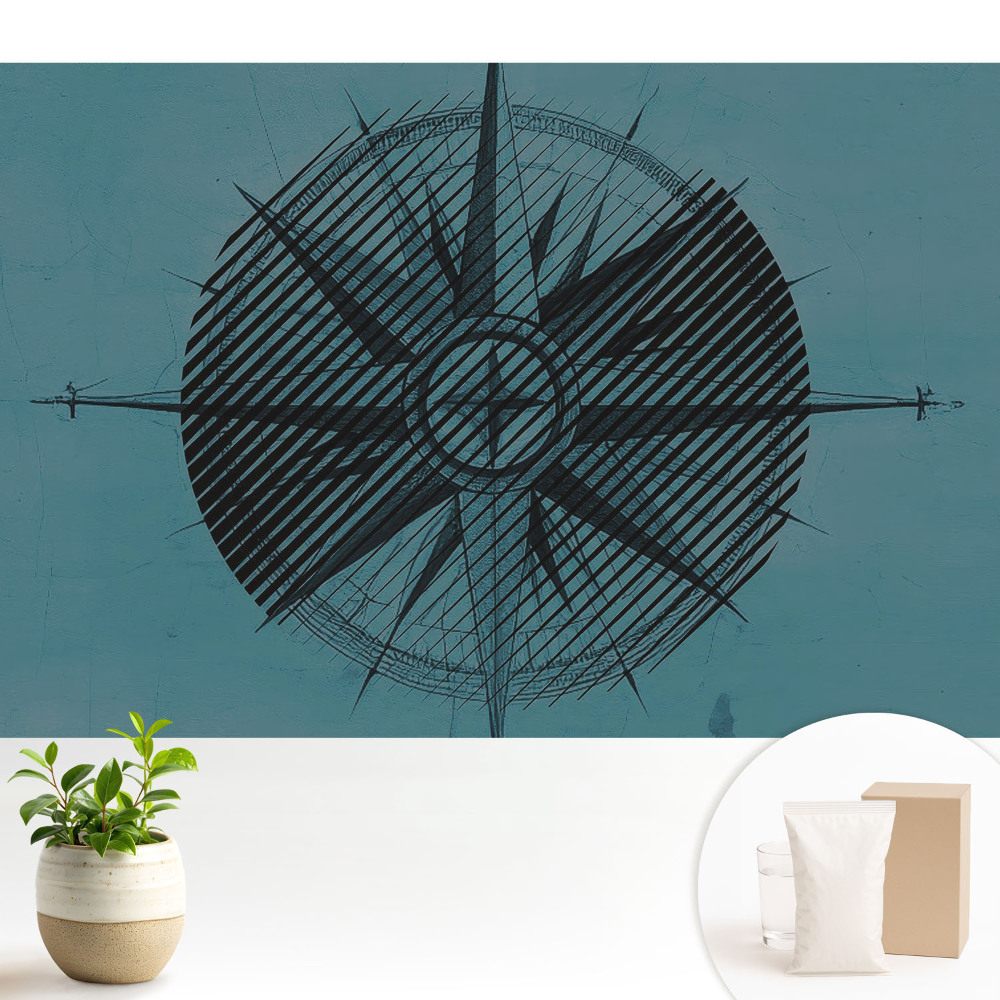 Tapeta s abstraktním kompasem na modrém pozadí