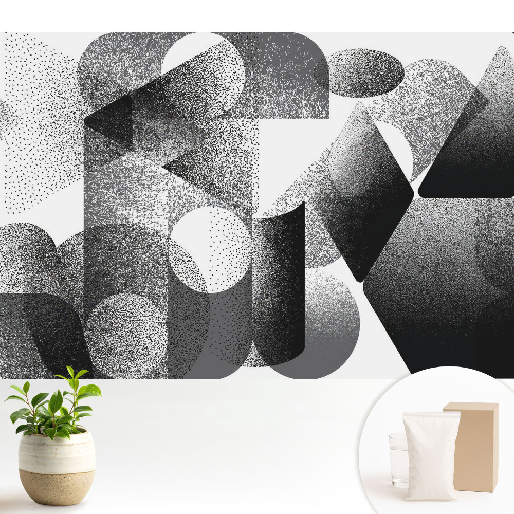 Samolepící tapeta s abstraktním geometrickým vzorem v černé a šedé