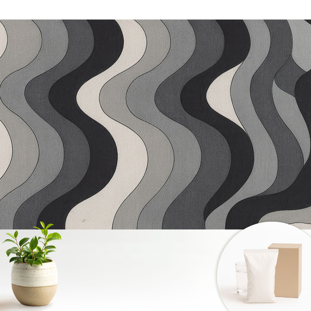 Samolepící tapeta s modernním vlnitým vzorem v odstínech šedé