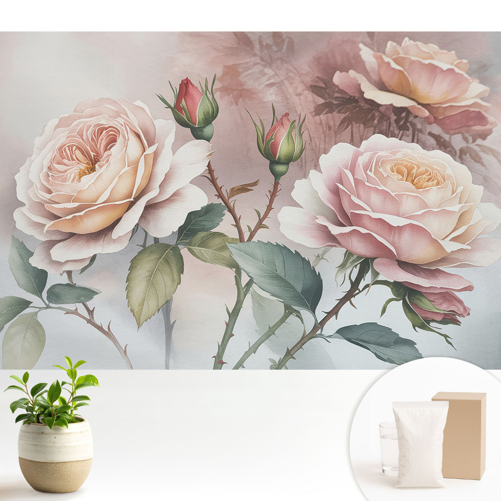 Tapeta s romantickým květinovým vzorem v klasickém a jemném provedení