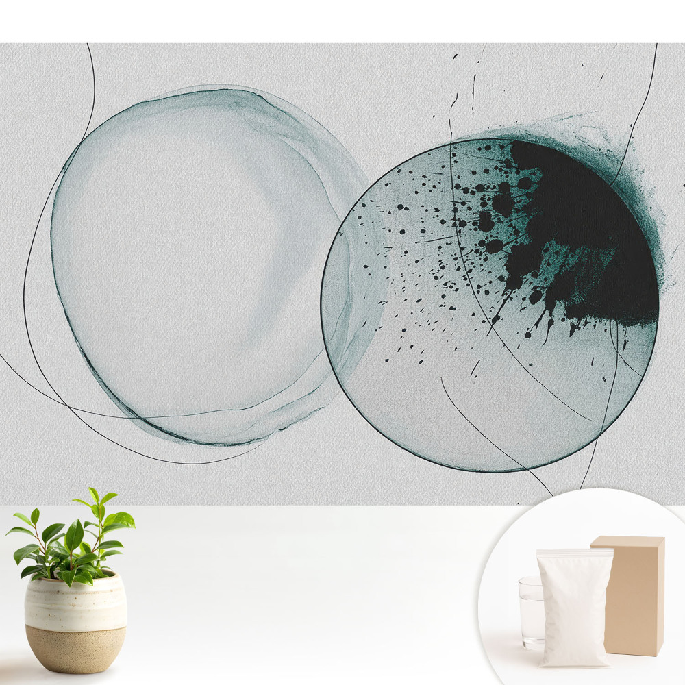 Tapeta do obývacího pokoje s motivem kulatých tvarů v zelené barvě