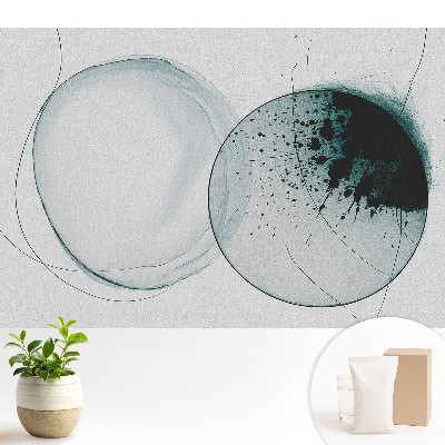 Tapeta do obývacího pokoje s motivem kulatých tvarů v zelené barvě