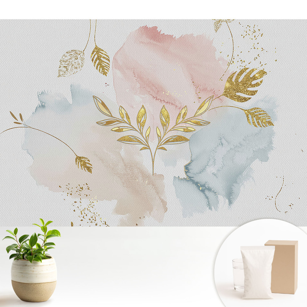 Tapeta s jemným motivem pastelových listů evokující eleganci
