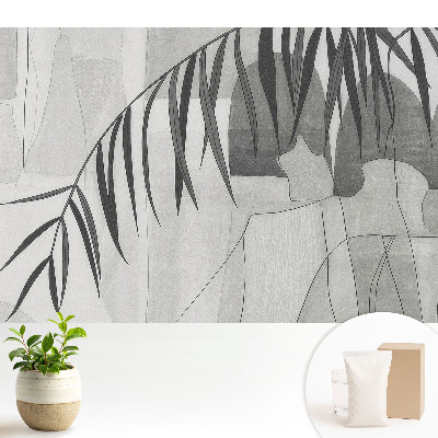 Tapeta Šedé geometrické vzory palmových listů