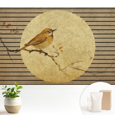 Samolepící tapeta Pták na větvi v harmonii přírody v japonském stylu