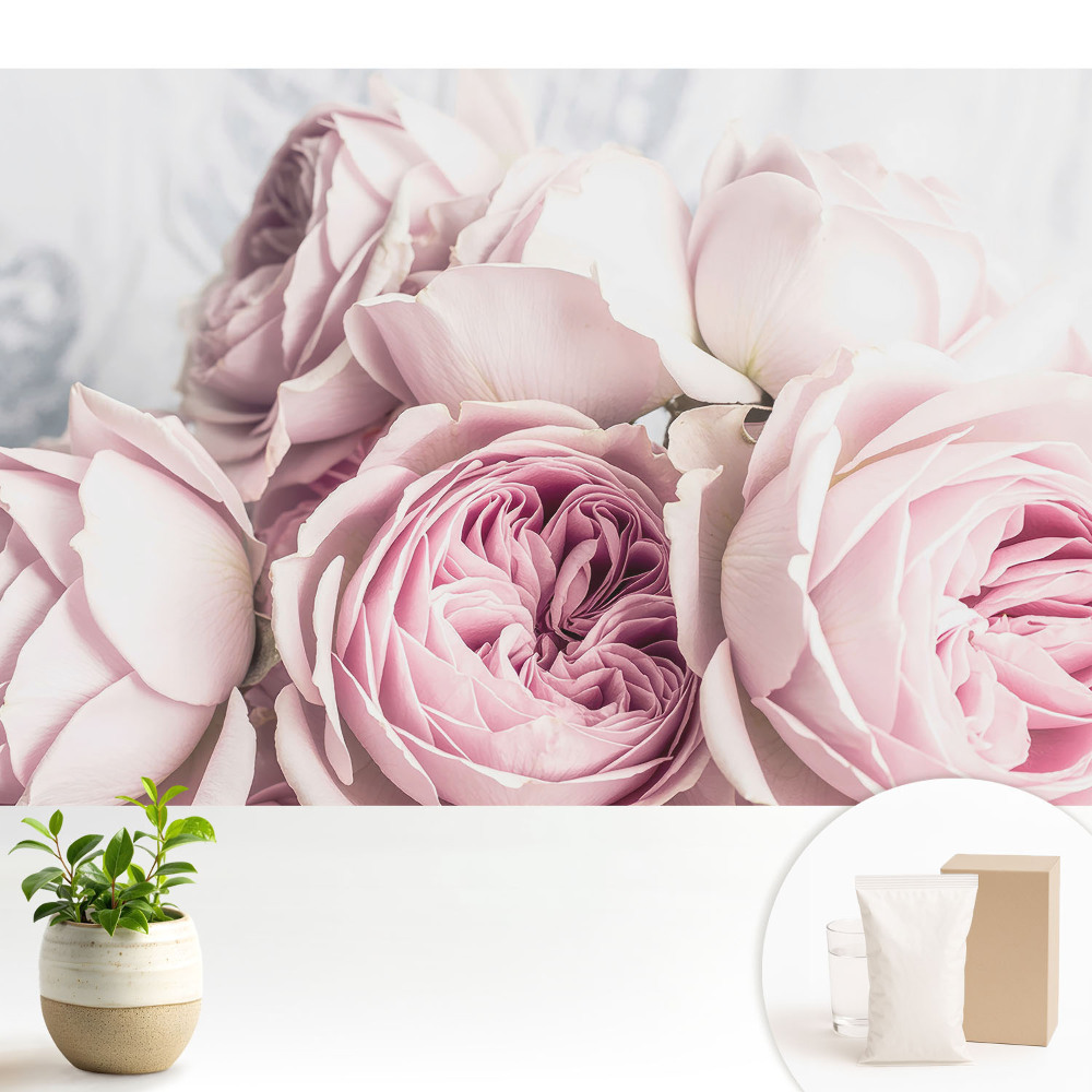 Tapeta na zeď s jemnými růžemi v romantické kytici