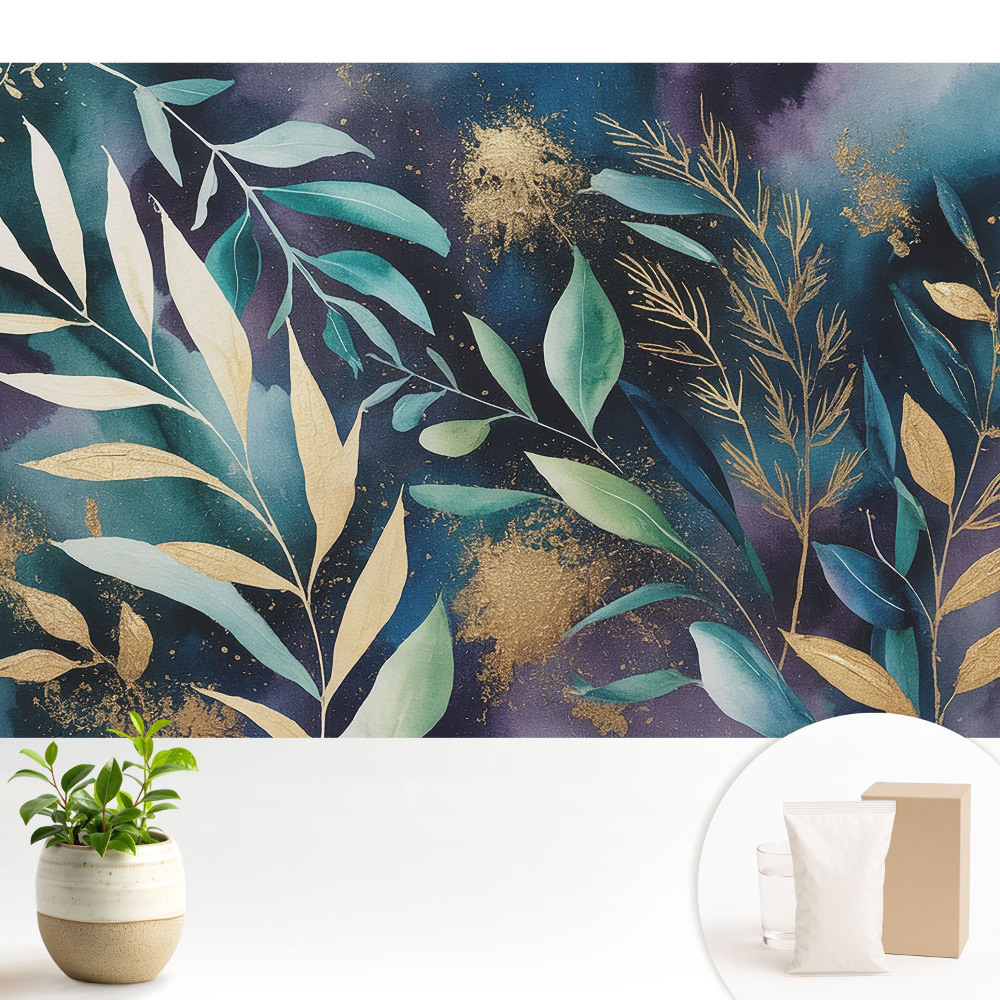 Samolepící tapeta s botanickými listy na tmavém pozadí