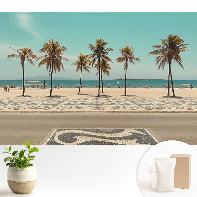 Samolepící tapeta s motivem tropické pláže a palmami u oceánu