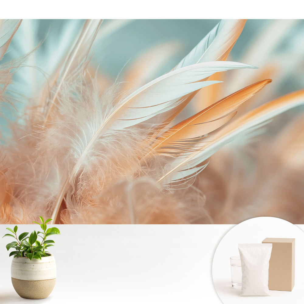 Tapeta do obývacího pokoje Pastelové peří v harmonii