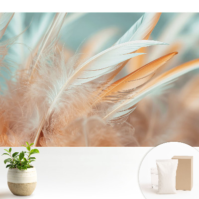 Tapeta do obývacího pokoje Pastelové peří v harmonii