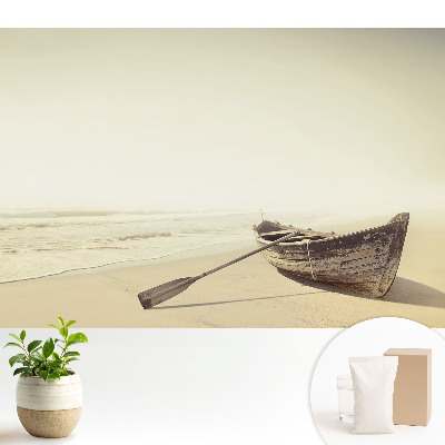 Tapeta do obývacího pokoje s motivem tiché lodi na pláži