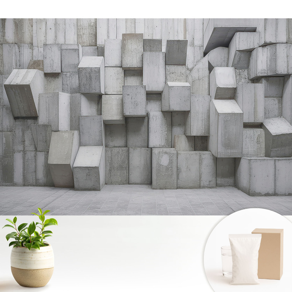 Tapeta do obývacího pokoje s motivem betonových průmyslových kvádrů