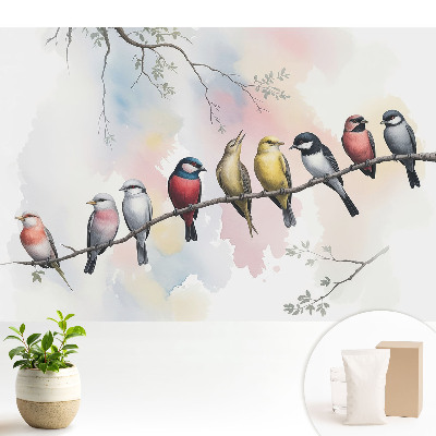 Samolepící tapeta Barevní ptáci na větvi
