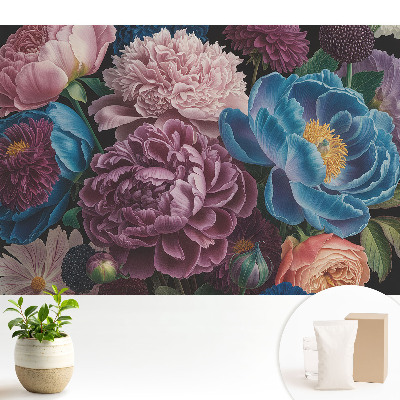 Tapeta do obyvaku Květinový vzor plný barev