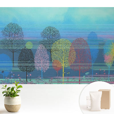 Samolepící tapeta Barevné stromy proti obloze