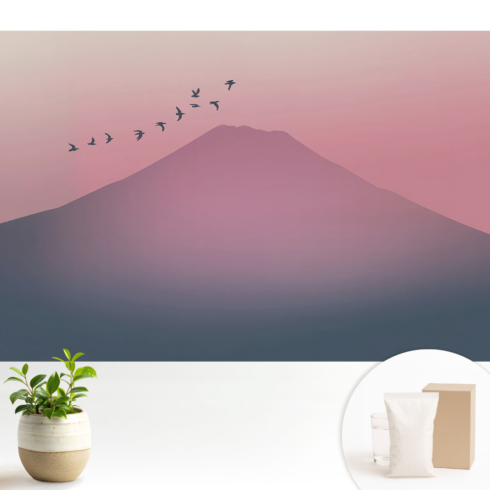 Tapeta na zeď s motivem pastelových hor při západu slunce