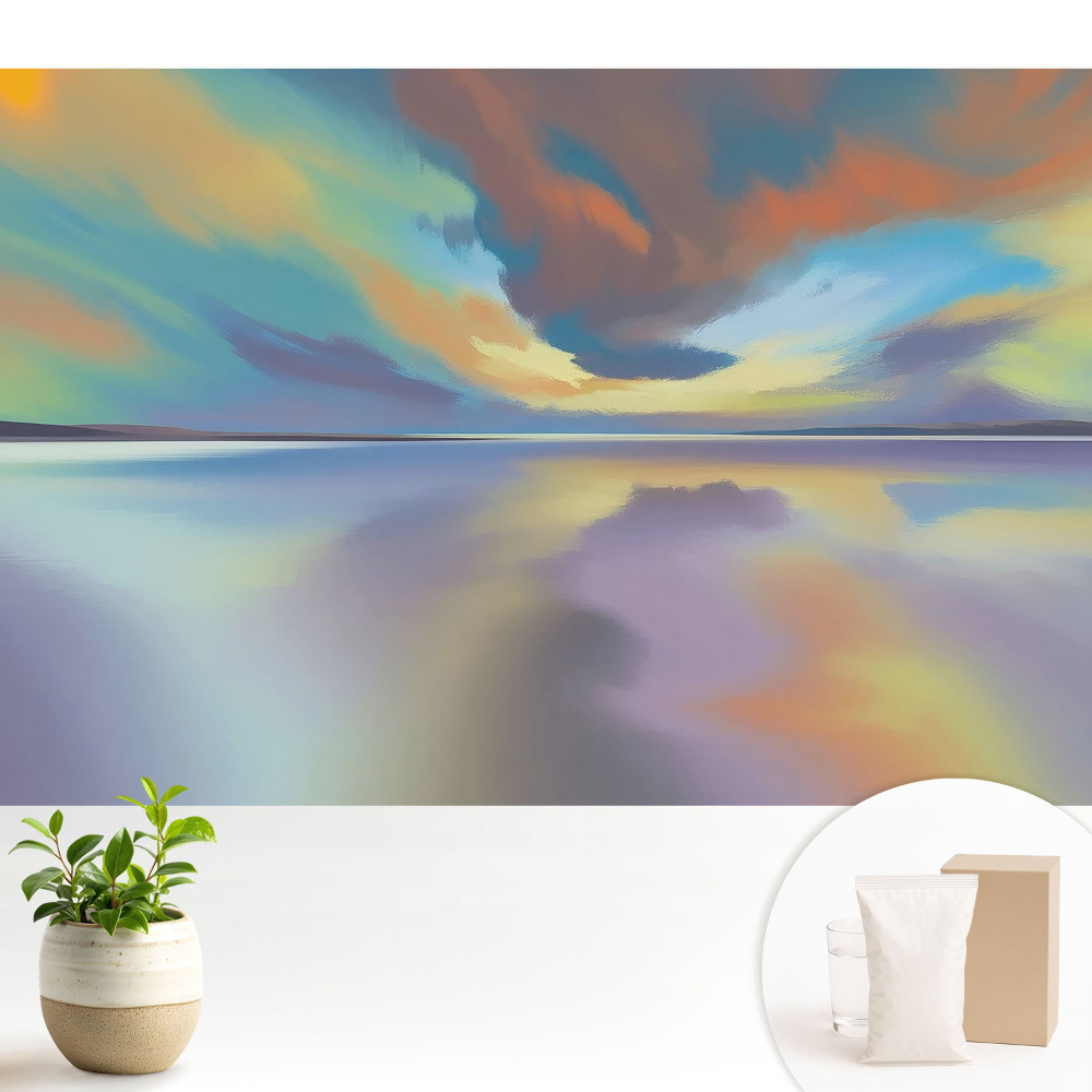 Tapeta do obývacího pokoje s motivem odrazu vody vytvářejícím harmonickou krajinu