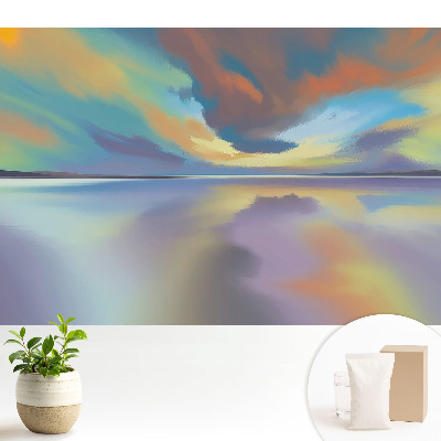 Tapeta do obývacího pokoje s motivem odrazu vody vytvářejícím harmonickou krajinu