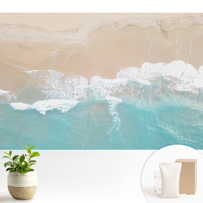 Samolepící tapeta s motivem plážových vln v minimalistickém stylu pro relaxační interiér