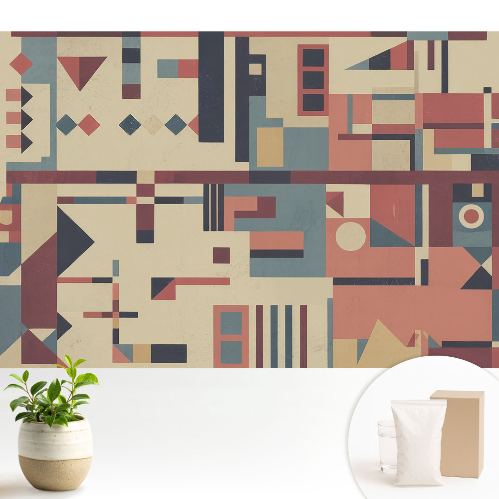 Tapeta s geometrickými tvary a zářivými barvami