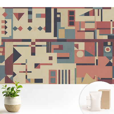 Tapeta s geometrickými tvary a zářivými barvami