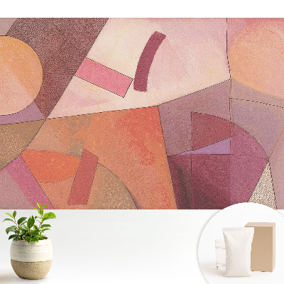 Tapeta do obývacího pokoje s abstraktními geometrickými tvary v teplých barvách