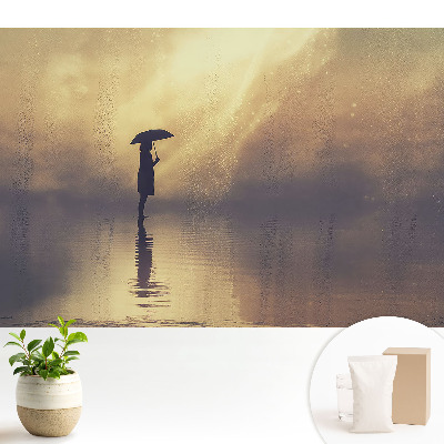 Samolepící tapeta Postava v dešti, záře harmonie