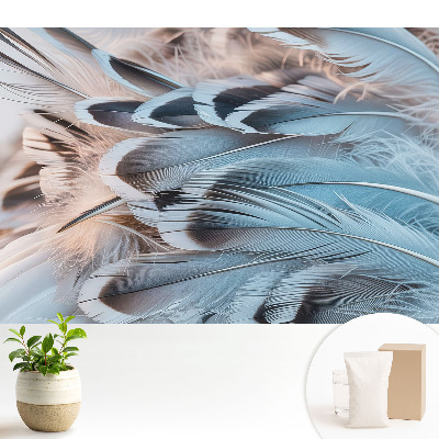 Tapeta na zeď Modré peří s harmonickými vzory