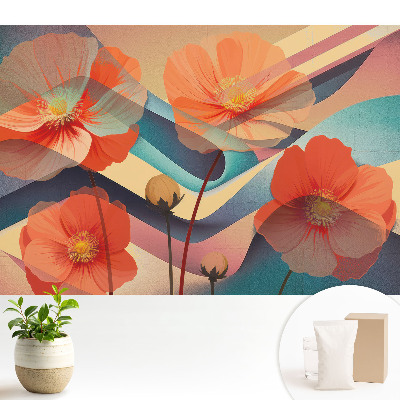 Tapeta na zeď Abstraktní tvary oranžových květů