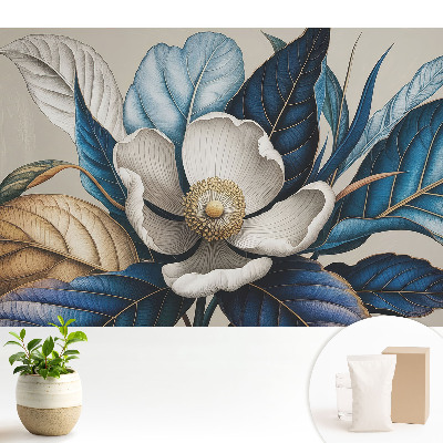 Tapeta do obyvaku Květiny a listy v moderním stylu