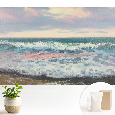 Tapeta s motivem mořských vln v pastelových barvách