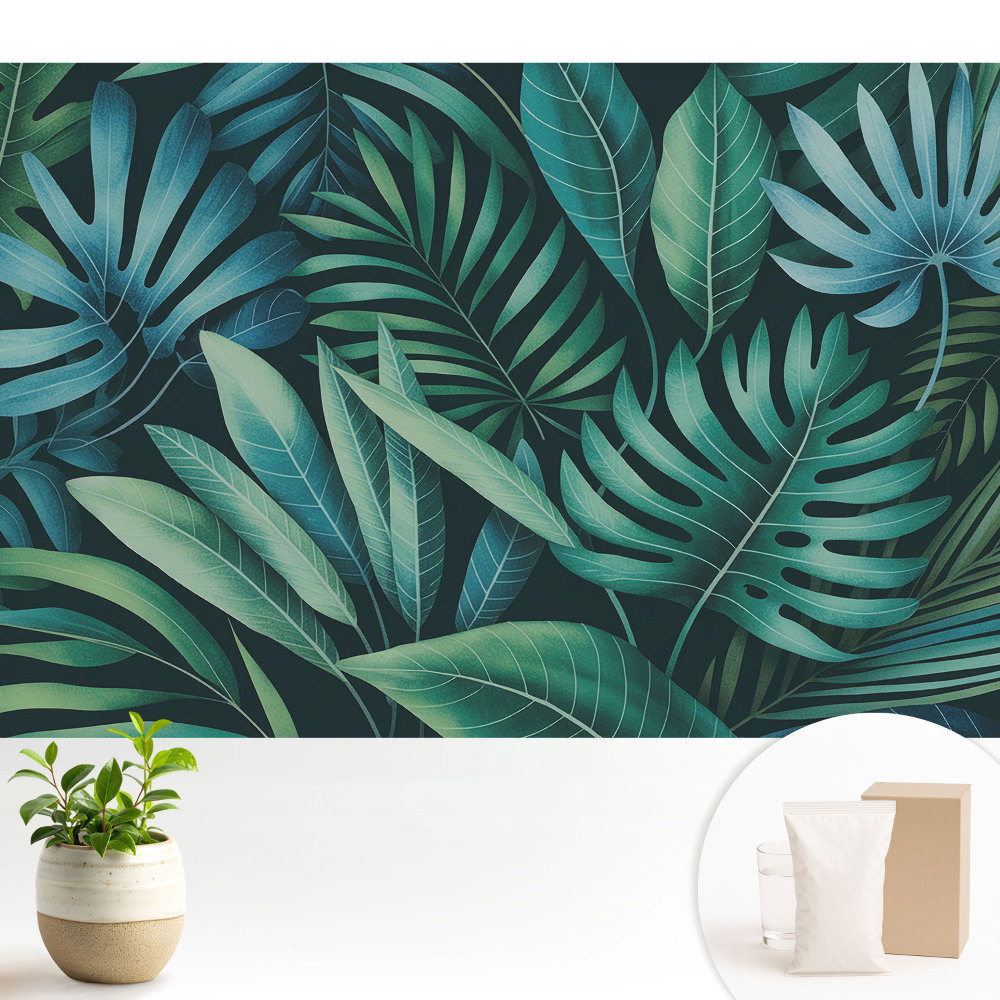 Samolepící tapeta se vzorem tropických listů v harmonickém provedení