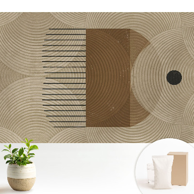 Tapeta na zeď s geometrickými kruhy a čarami v teplých odstínech
