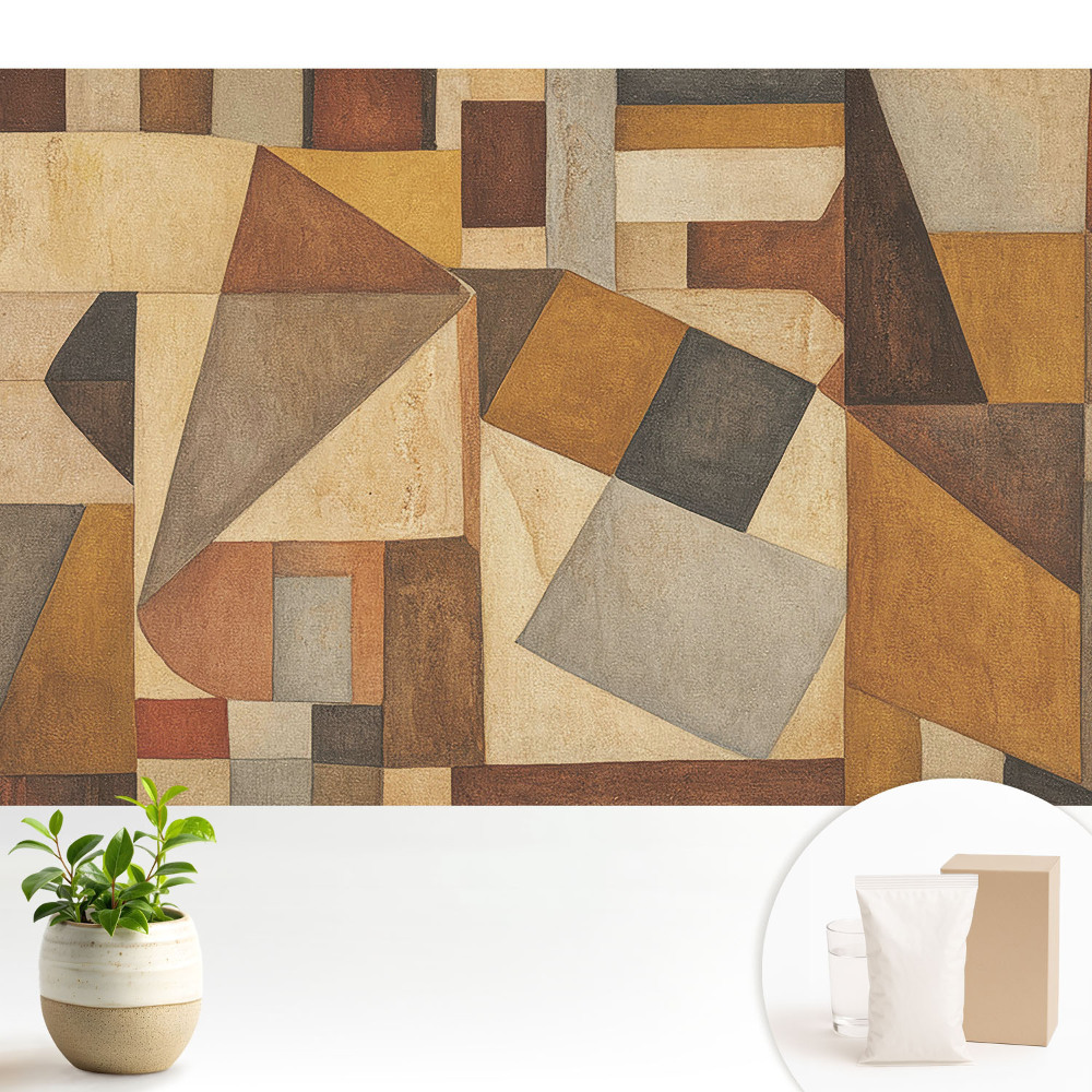 Tapeta na zeď s geometrickými tvary v teplých barvách