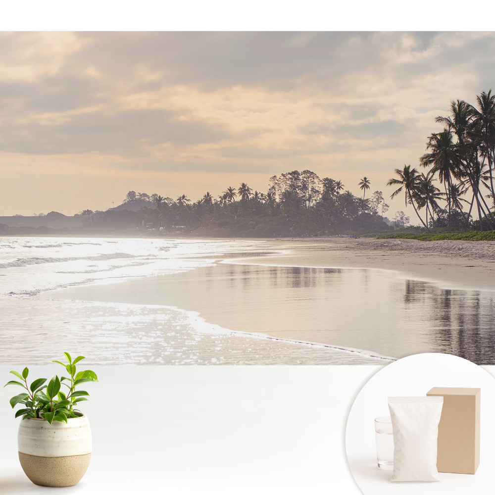 Samolepící tapeta s motivem klidné pláže a palmami