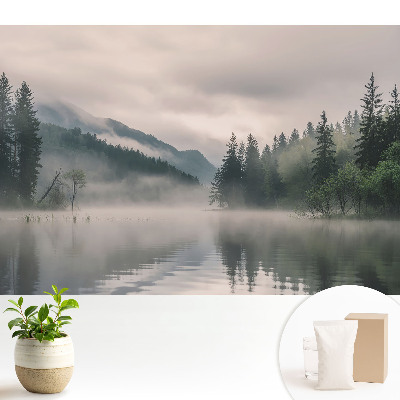 Tapeta na zeď Mlha nad jezerem mezi horami