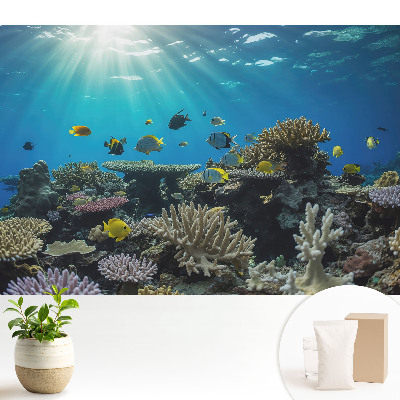 Tapeta na zeď s motivem podvodních korálů a barevných ryb