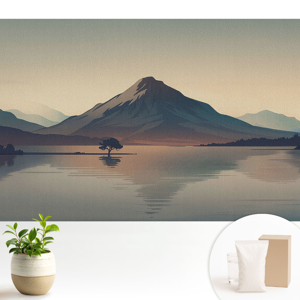 Tapeta do obývacího pokoje s horským panoramatem a motivem vody
