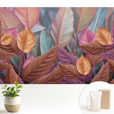 Tapeta na zeď s motivem barevných listů v elegantních a harmonických odstínech